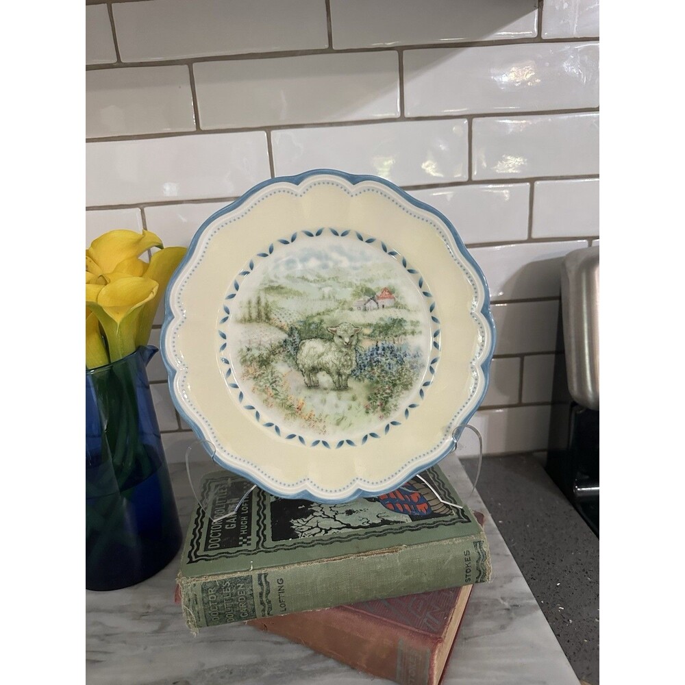 LENOX Provencal Garden Lamb 9 5/8" Salad Plate Wall Sheep Luncheon Farmhouse